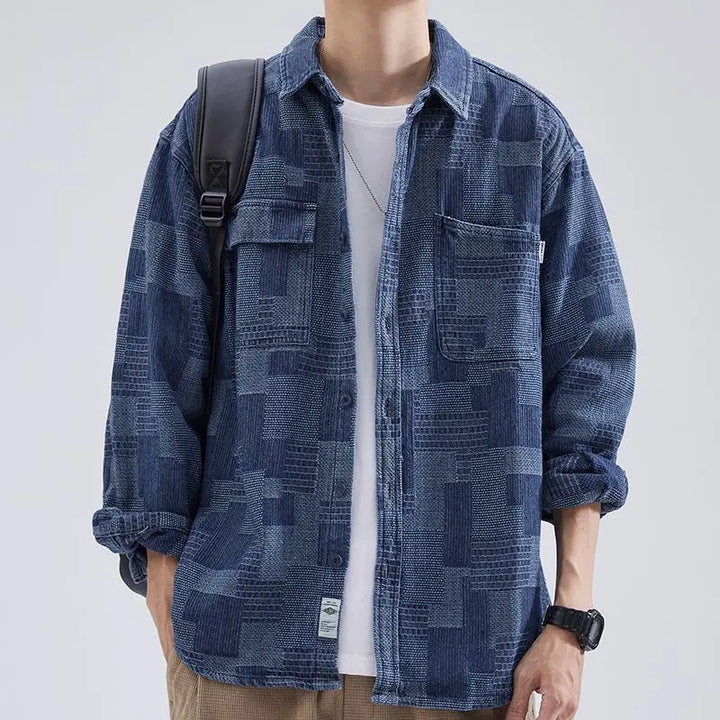 Modern fit washed denim overshirt