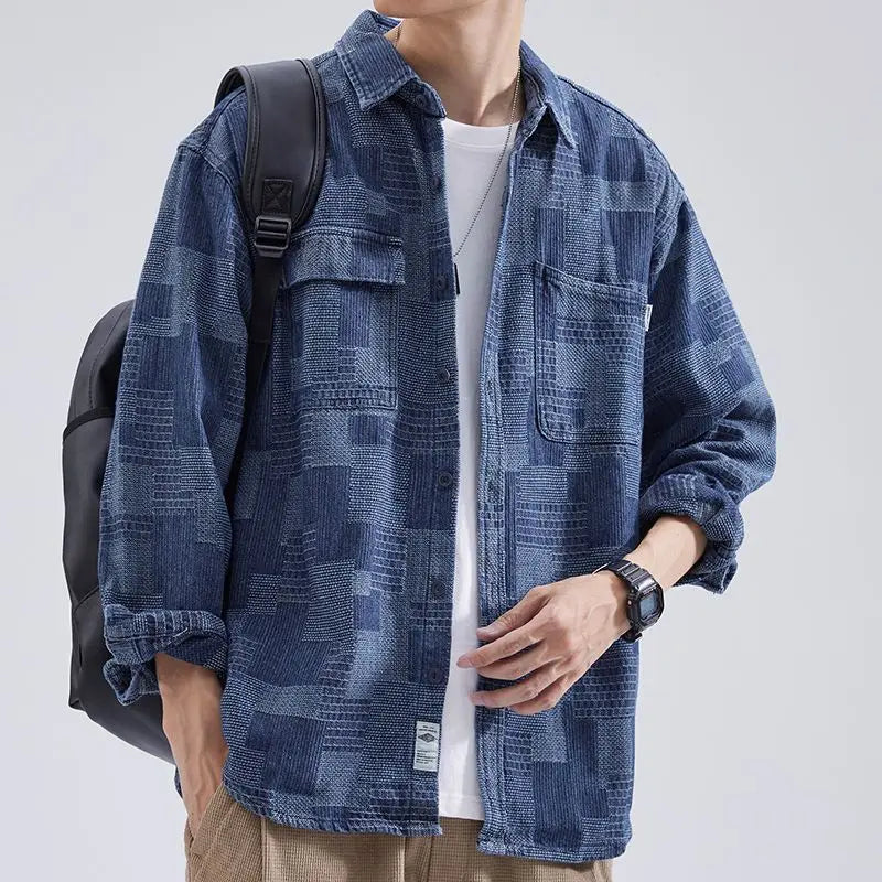 Modern fit washed denim overshirt