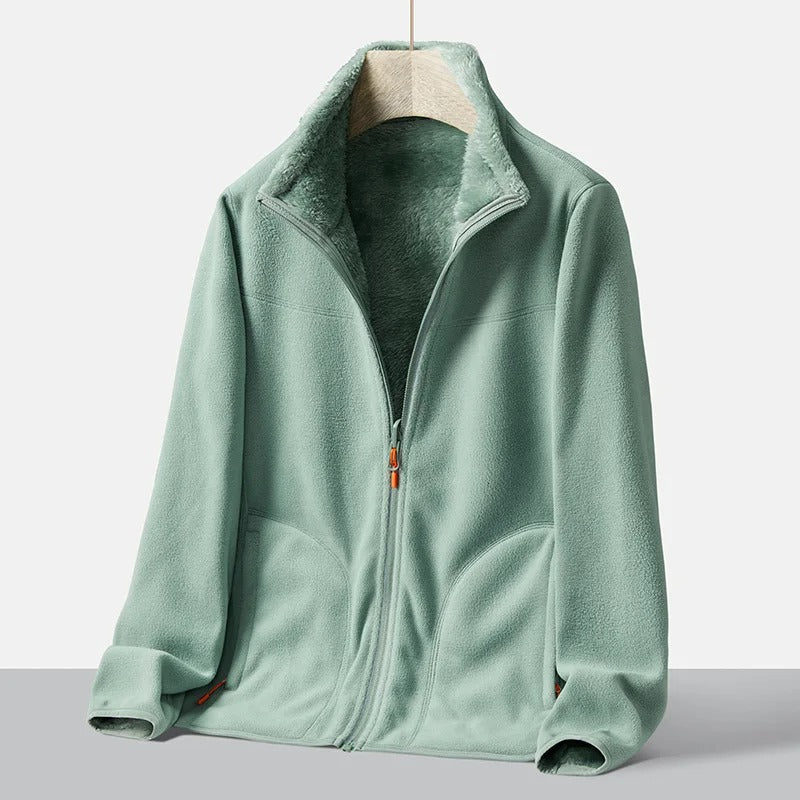 Cozy fleece jacket with standing collar