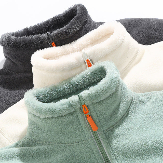 Cozy fleece jacket with standing collar