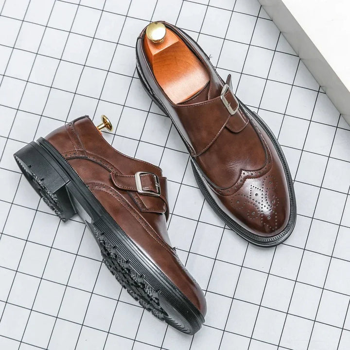 Genuine leather brogue dress shoes