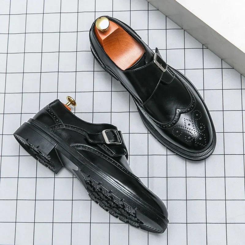 Genuine leather brogue dress shoes