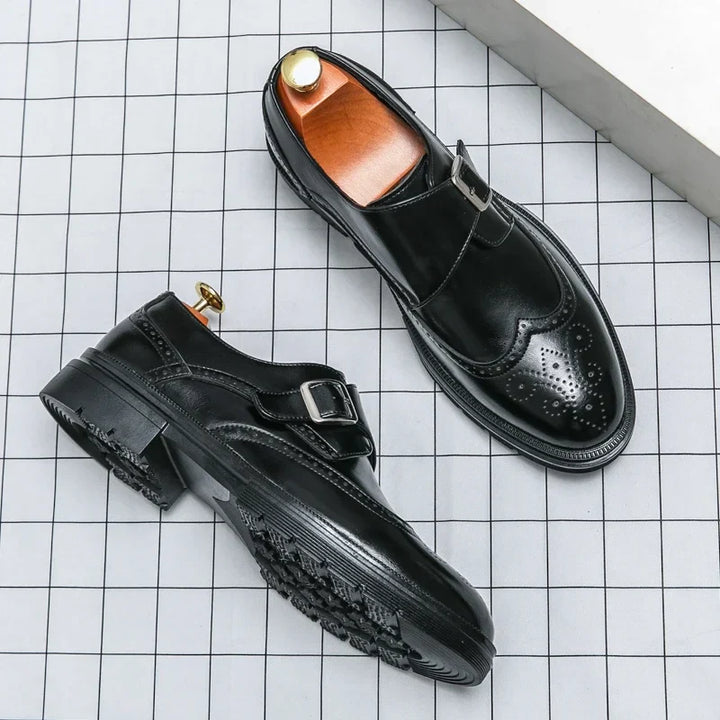 Genuine leather brogue dress shoes
