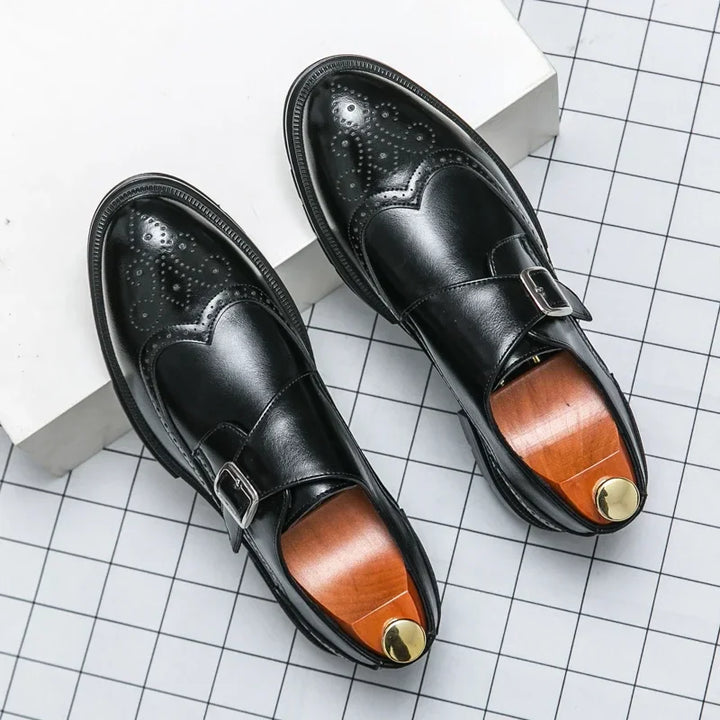 Genuine leather brogue dress shoes