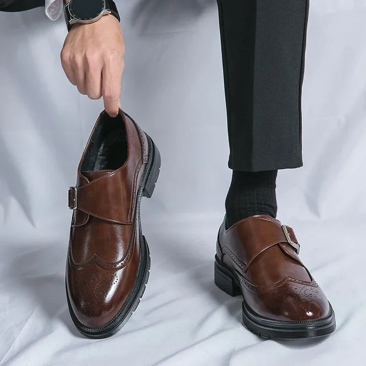 Genuine leather brogue dress shoes