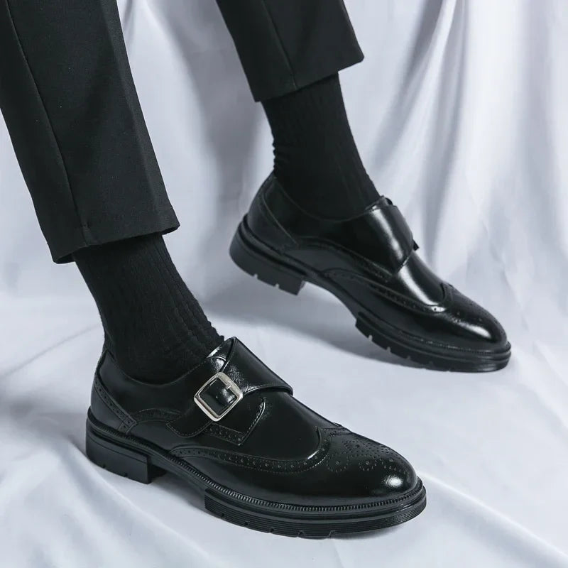 Genuine leather brogue dress shoes