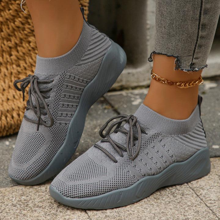 Lightweight knit lace-up sneakers
