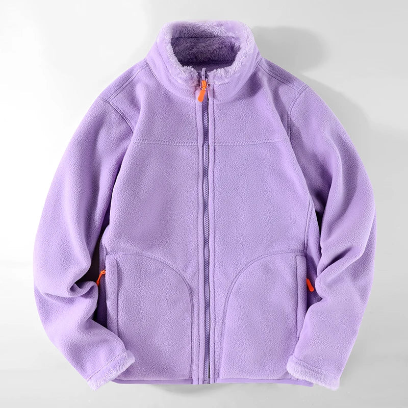 Cozy fleece jacket with standing collar