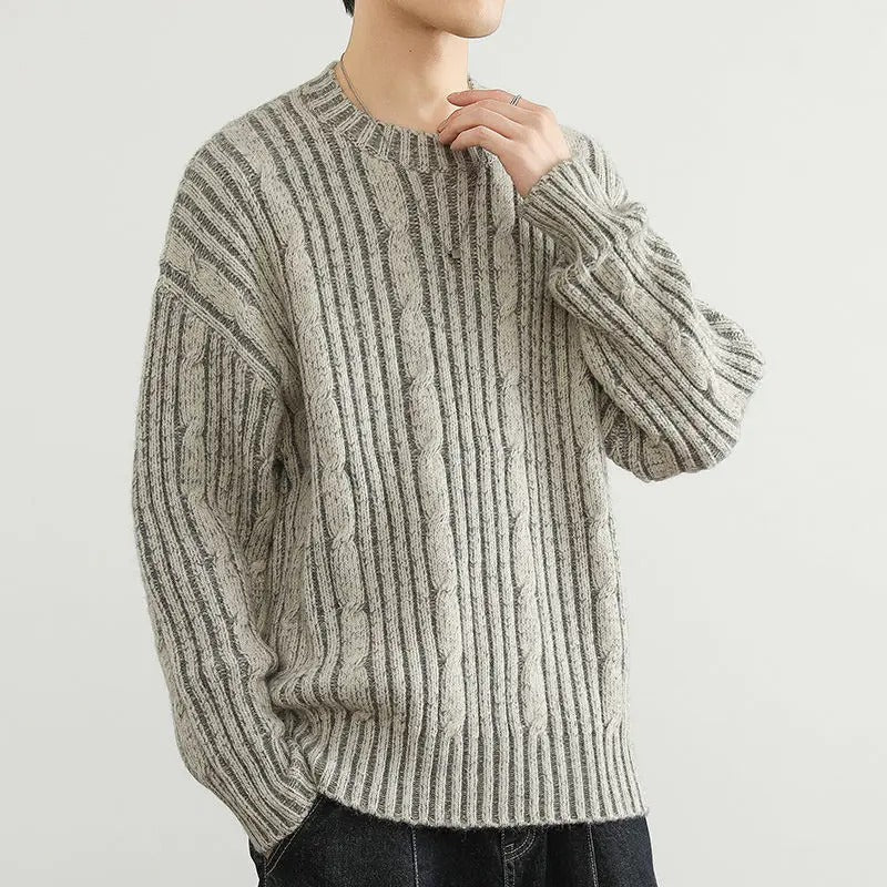 Wool blend ribbed knit sweater