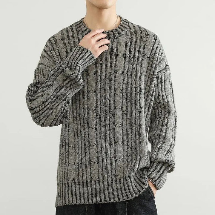Wool blend ribbed knit sweater