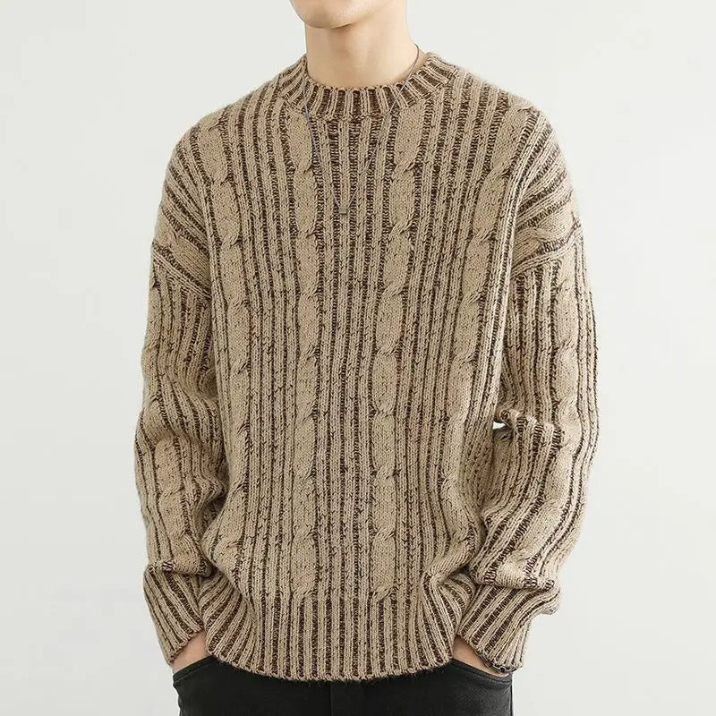 Wool blend ribbed knit sweater
