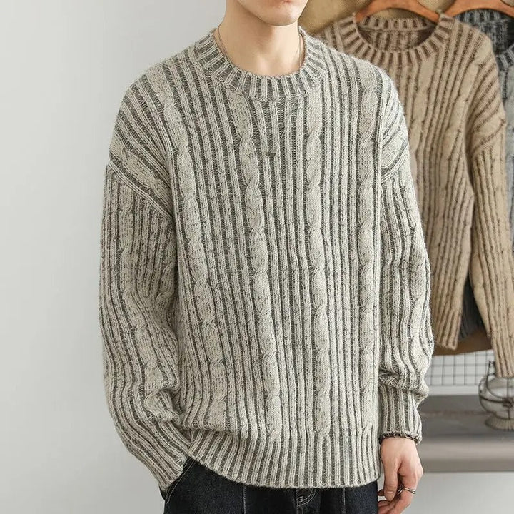 Wool blend ribbed knit sweater