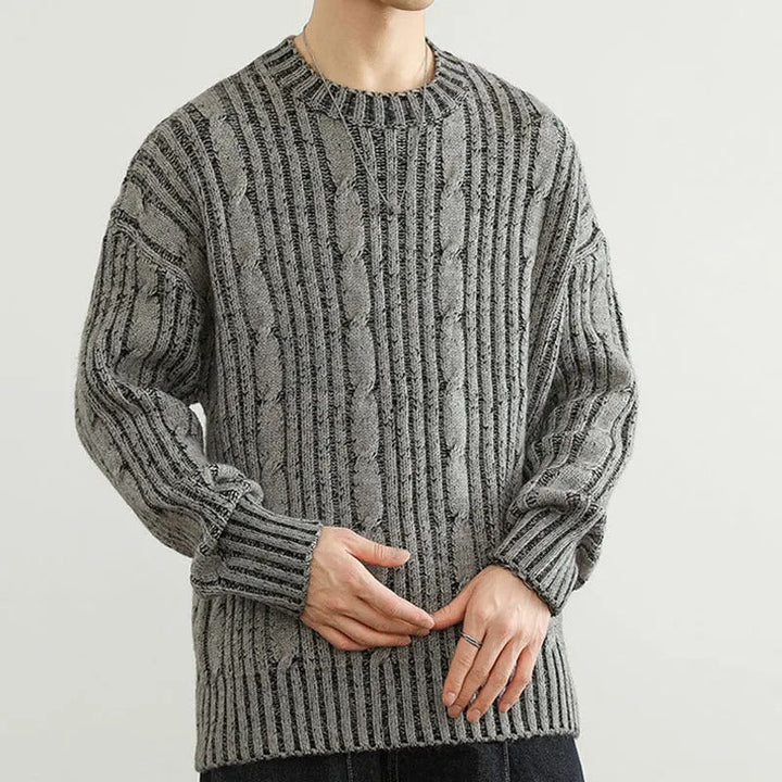 Wool blend ribbed knit sweater