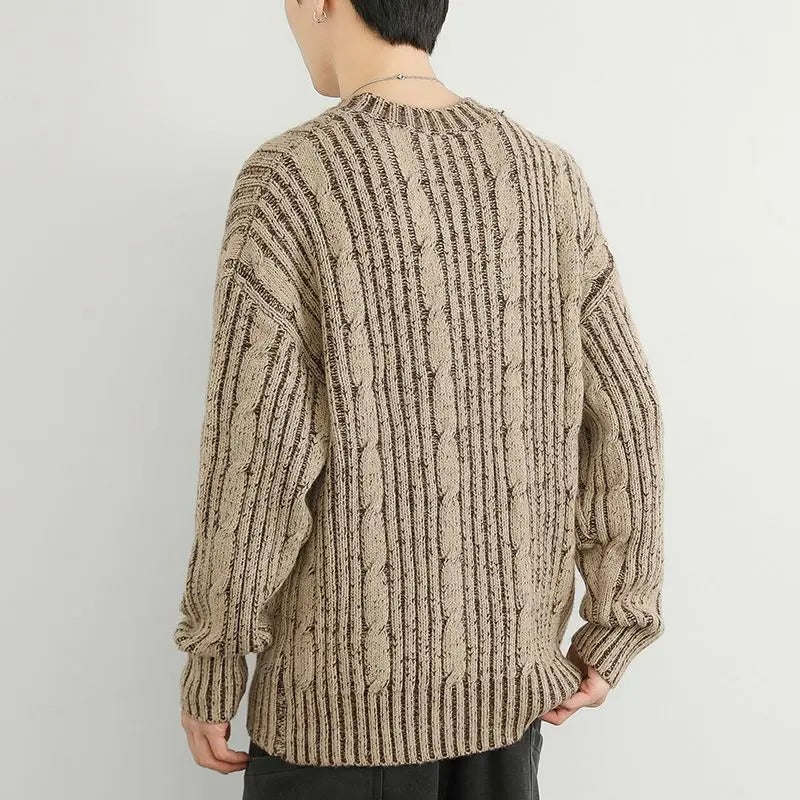 Wool blend ribbed knit sweater