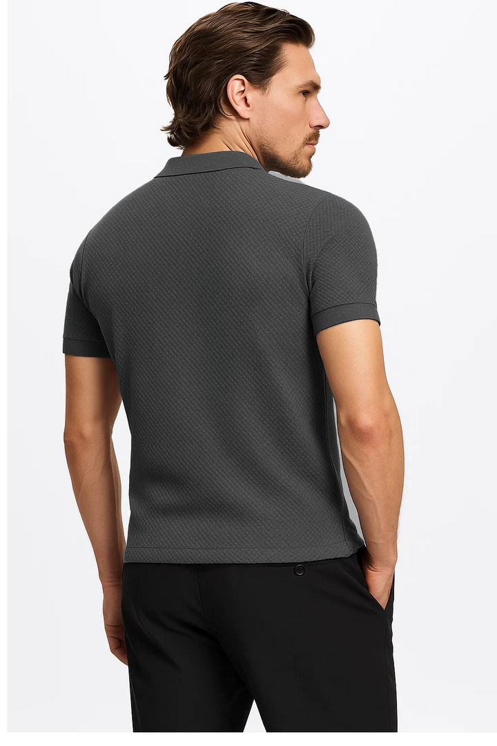 Ribbed Textured Polo | Pedro - Dark Gray