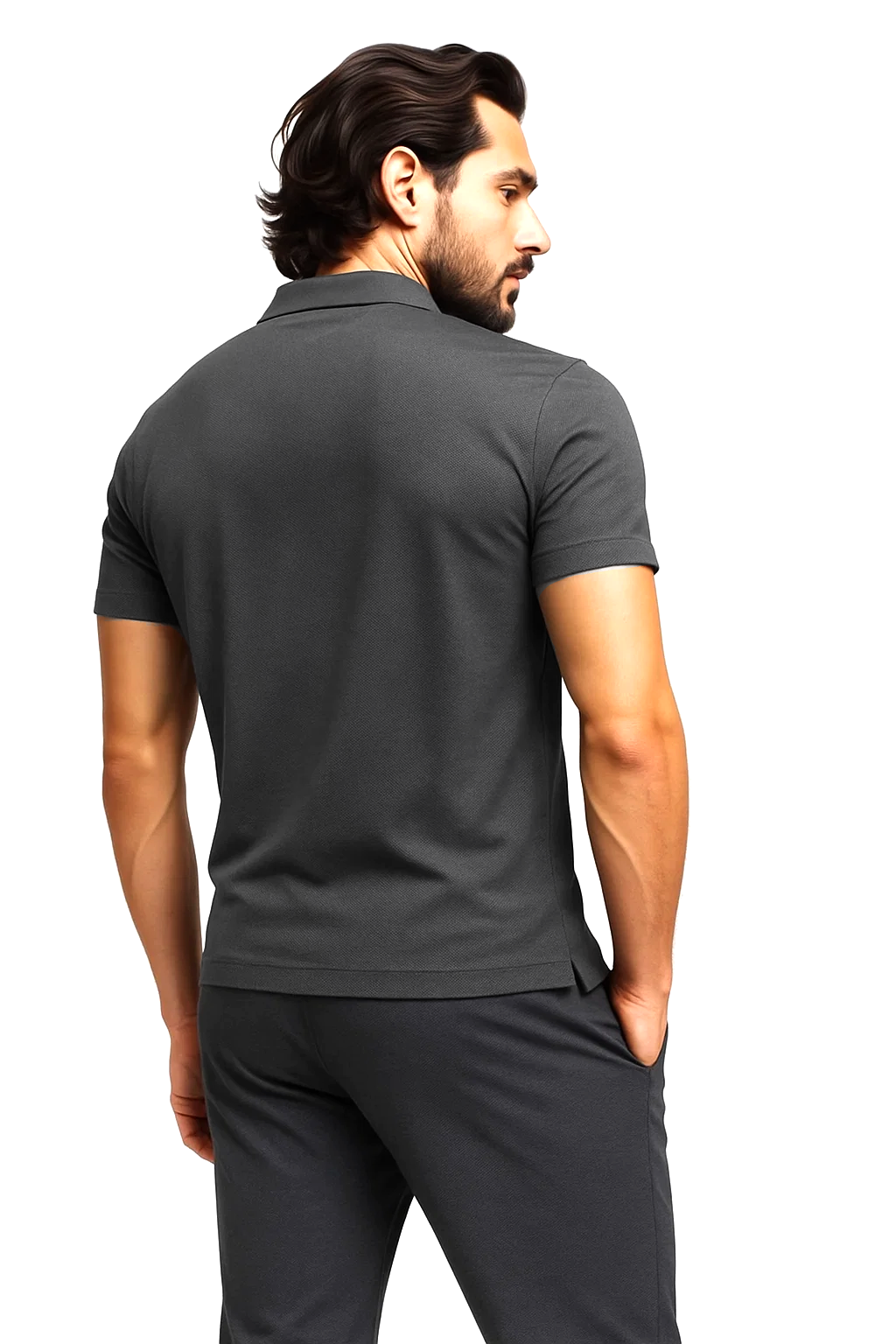 Classic Short Sleeve Polo with Three-Button Placket | Samuel – Dark Gray