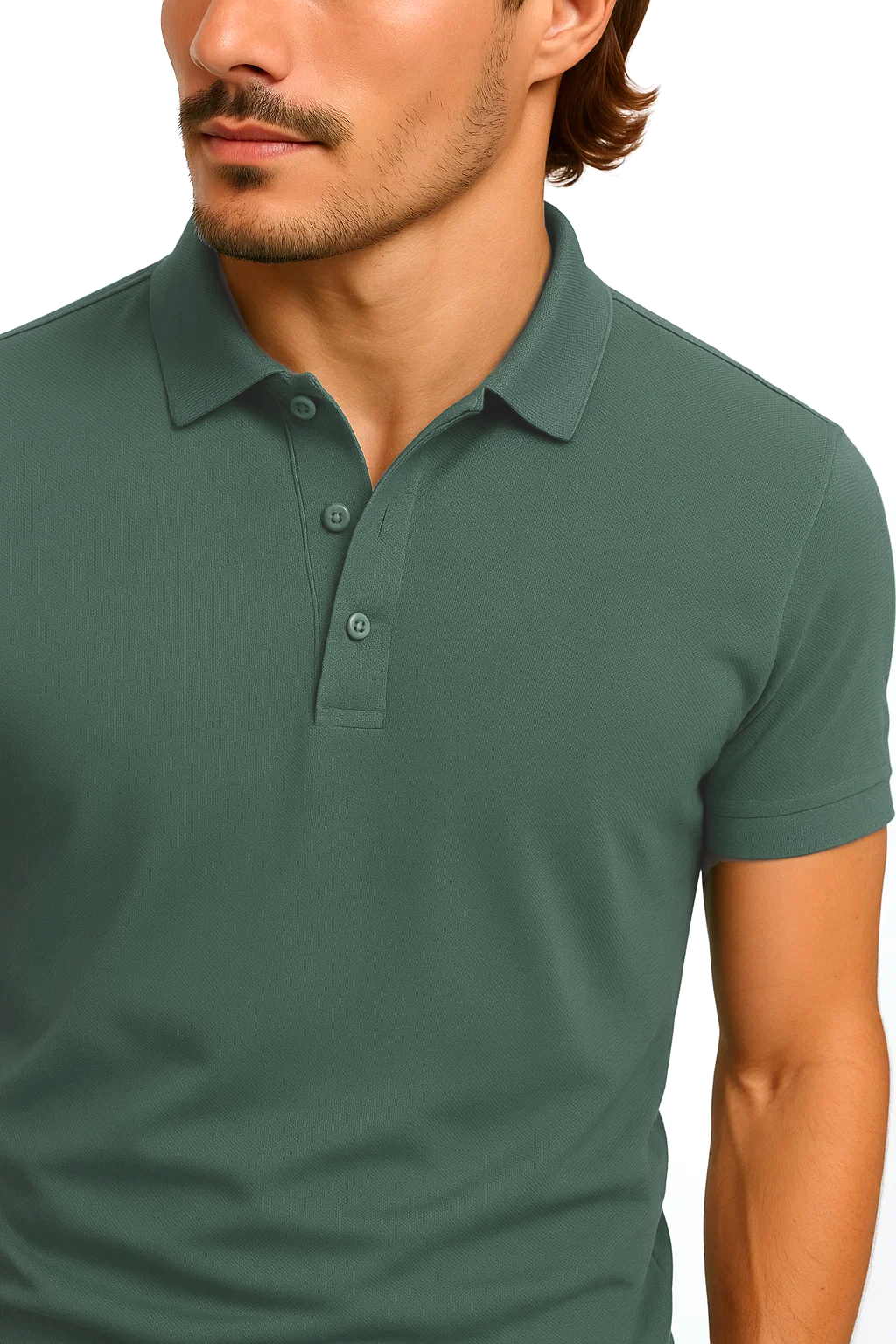 Classic Short Sleeve Polo with Three-Button Placket | Geremar – Sage