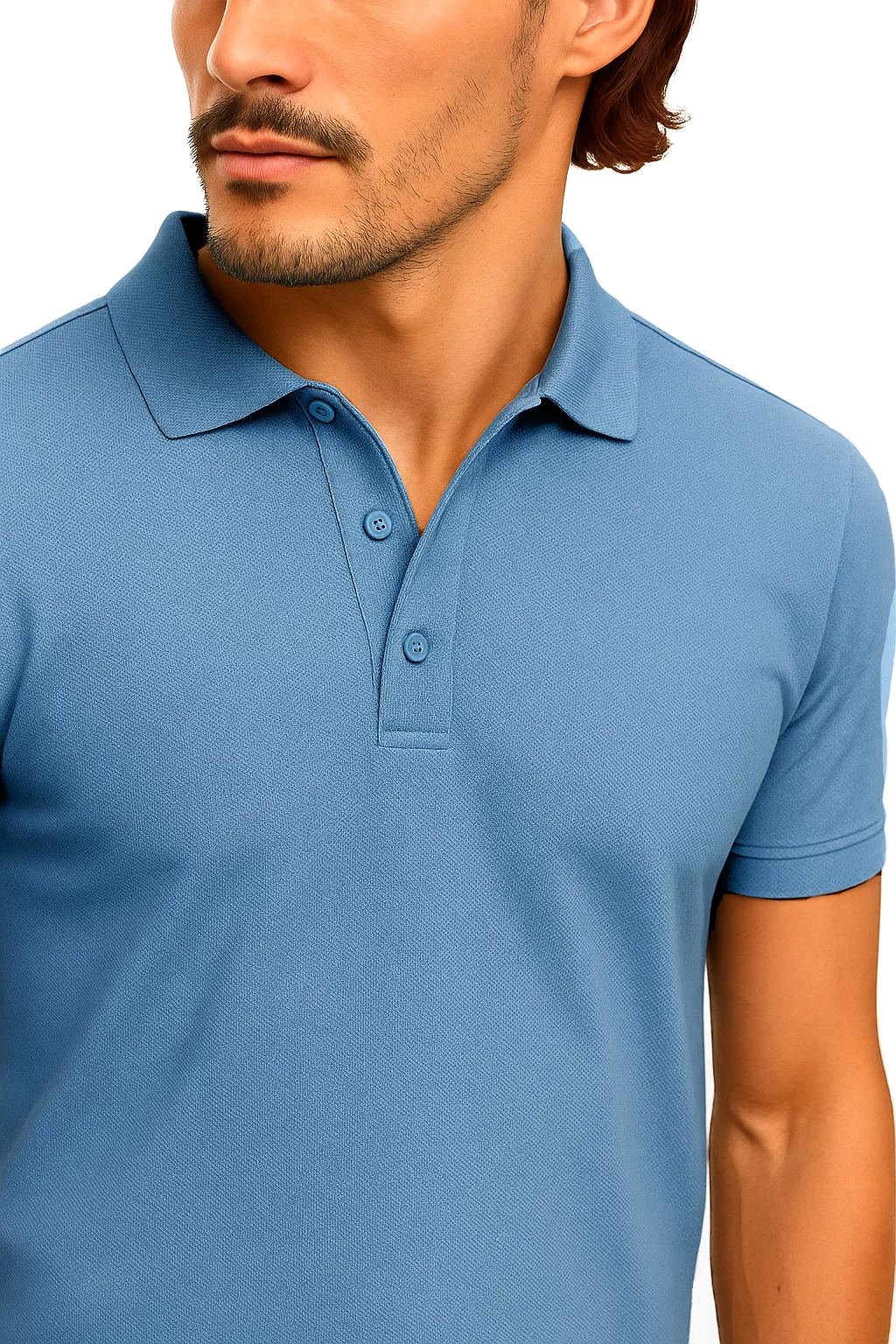 Classic Short Sleeve Polo with Three-Button Placket | Elijah – Powder Blue