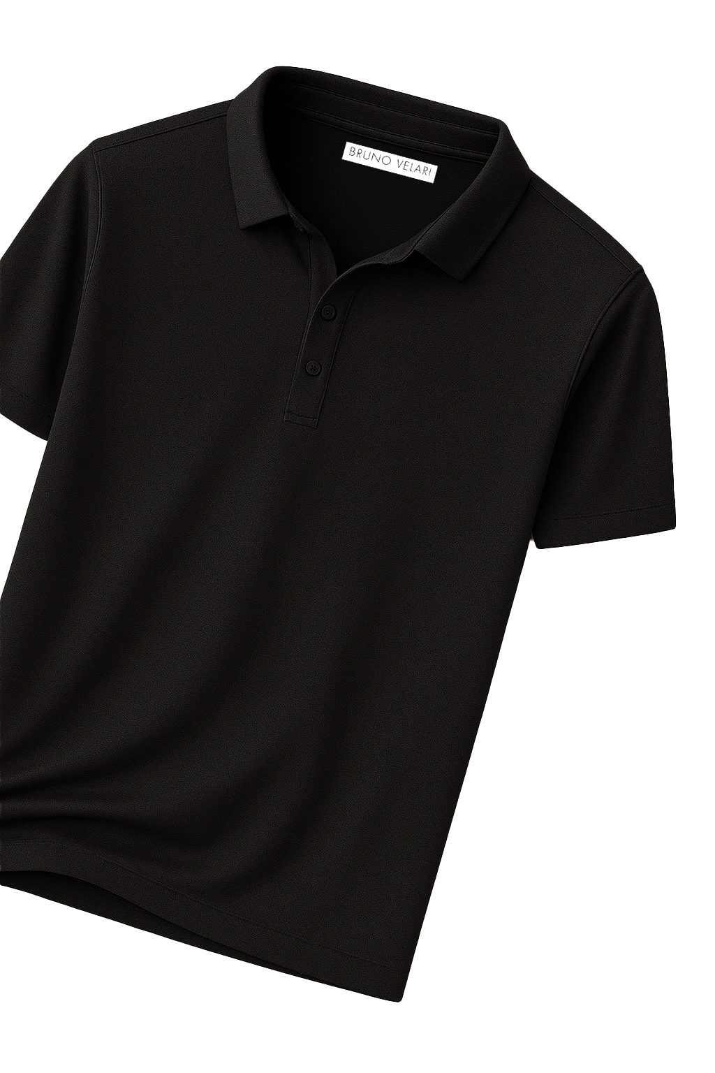 Classic Short Sleeve Polo with Three-Button Placket | Enrico – Black