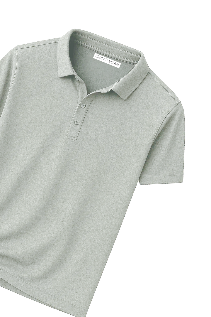 Classic Short Sleeve Polo with Three-Button Placket | Janmel – Light Grey
