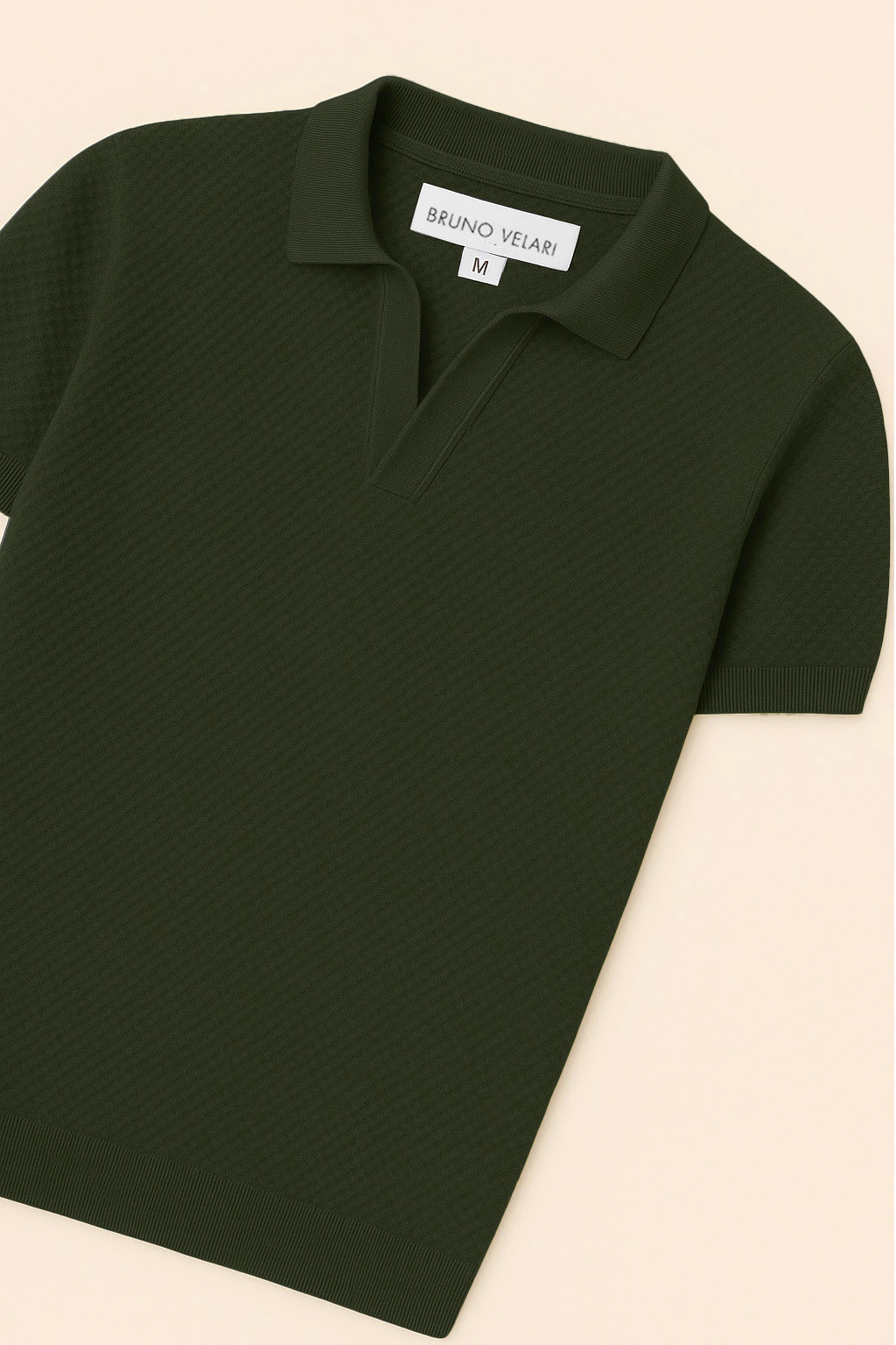 Ribbed Textured Polo | Benedict - Moss Green