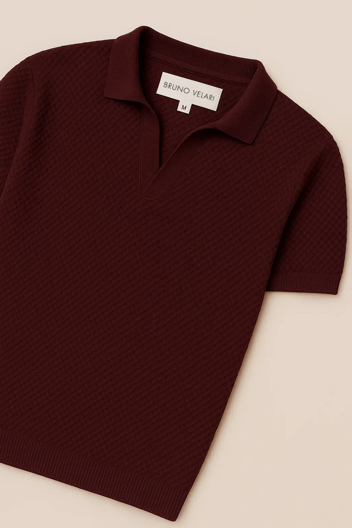 Ribbed Textured Polo | Adam – Maroon