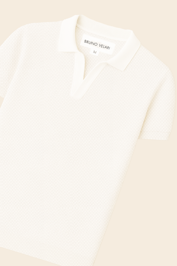 Ribbed Textured Polo | Anderson - White