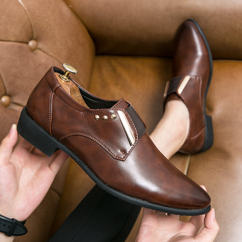 Patent leather slip-on loafers with gold accents