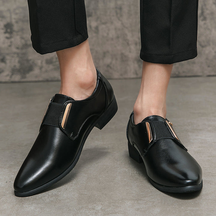 Patent leather slip-on loafers with gold accents