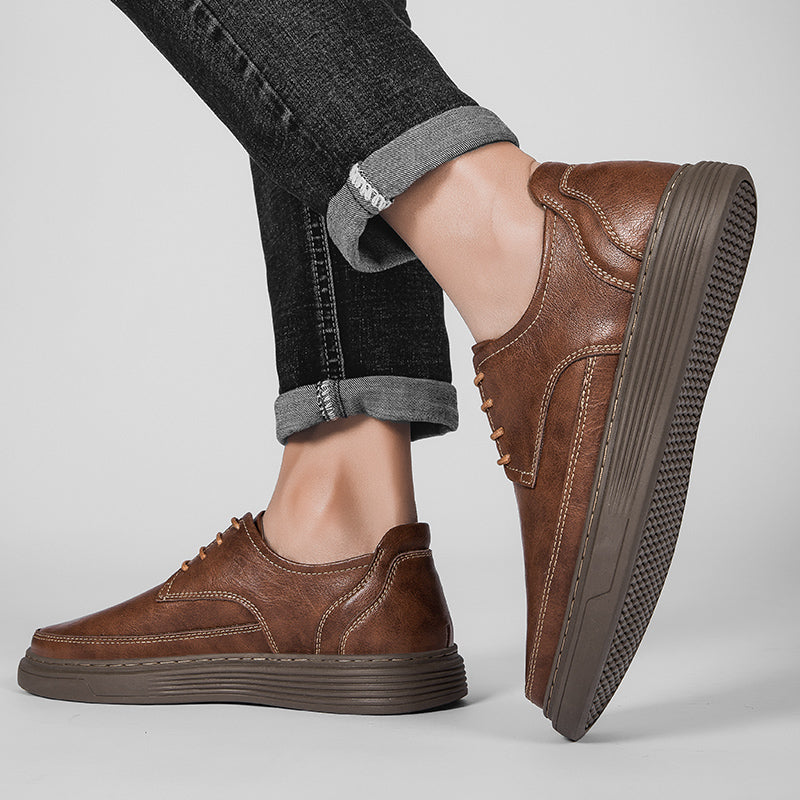 Leather oxford dress shoes with cushioned insole