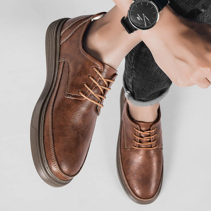 Leather oxford dress shoes with cushioned insole