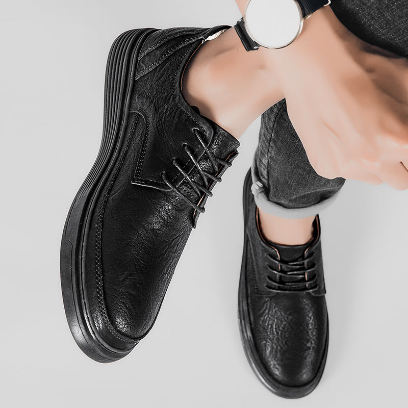 Leather oxford dress shoes with cushioned insole
