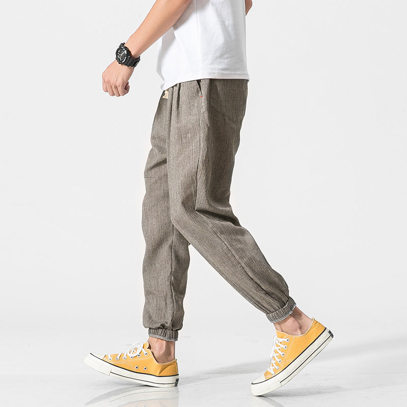 Cotton-linen tapered joggers