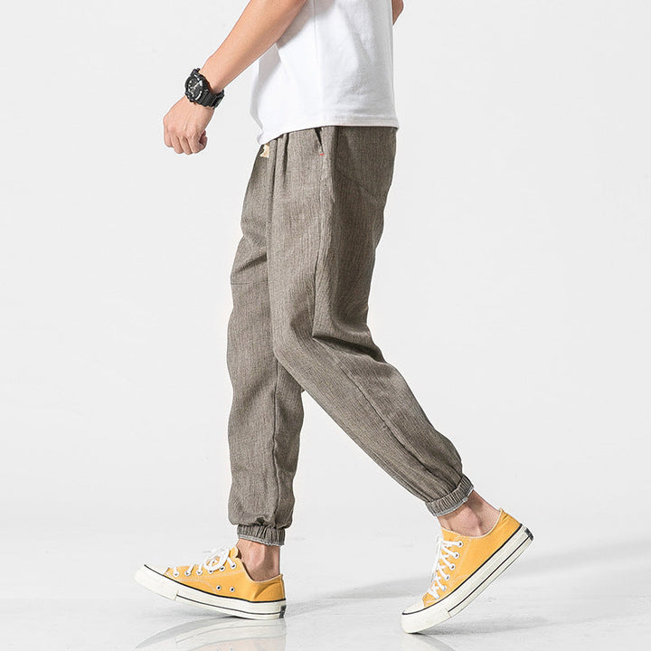 Cotton-linen tapered joggers