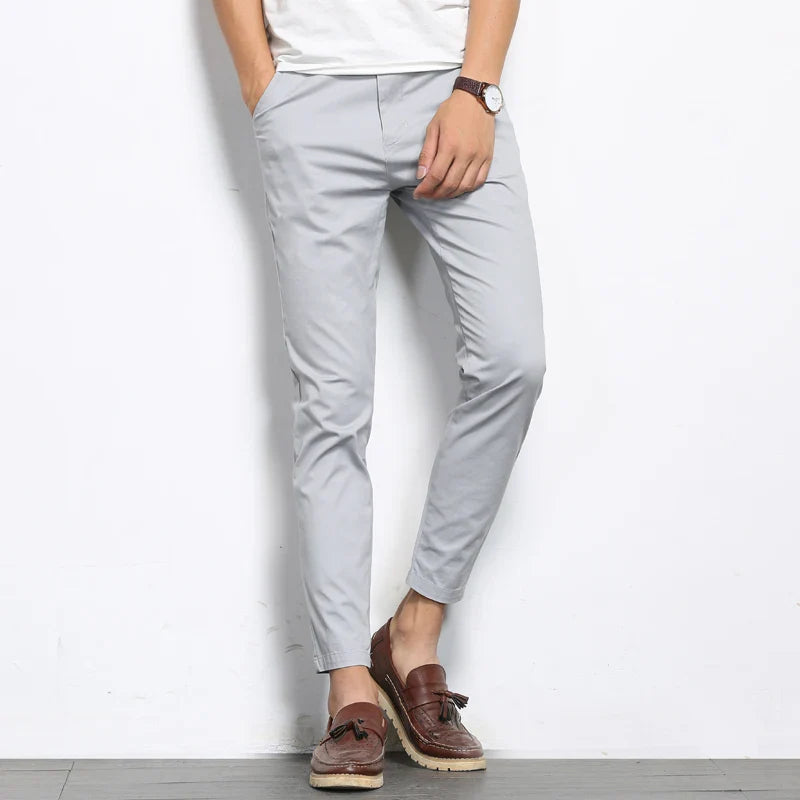 Slim-fit stretch cotton pants