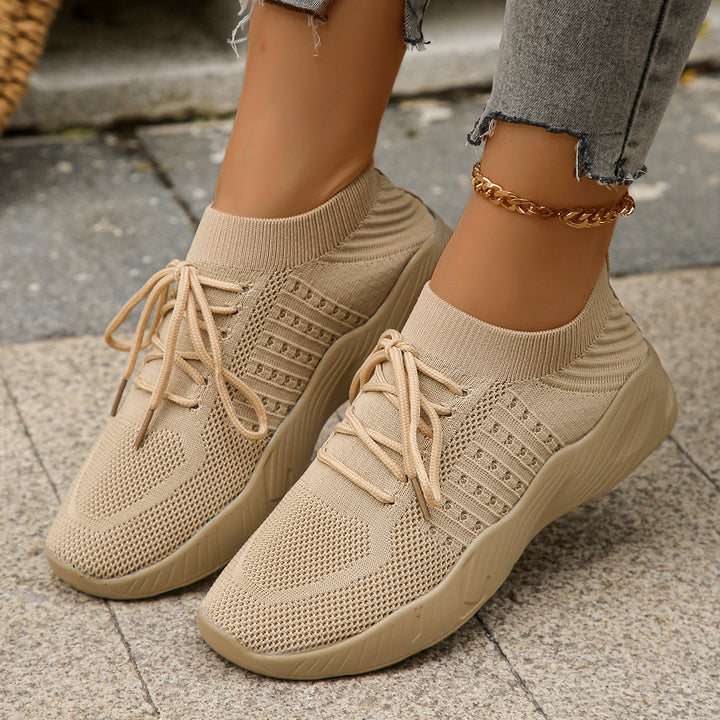 Lightweight knit lace-up sneakers