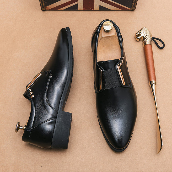 Patent leather slip-on loafers with gold accents