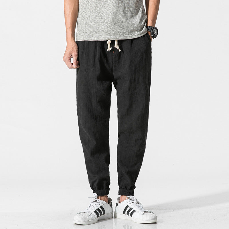 Cotton-linen tapered joggers