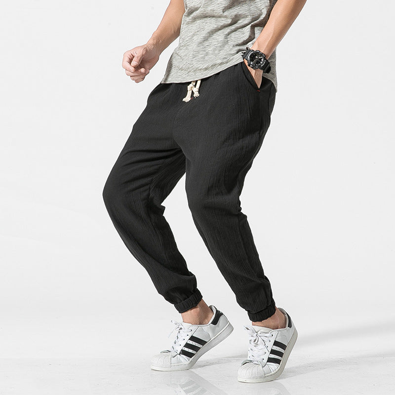Cotton-linen tapered joggers