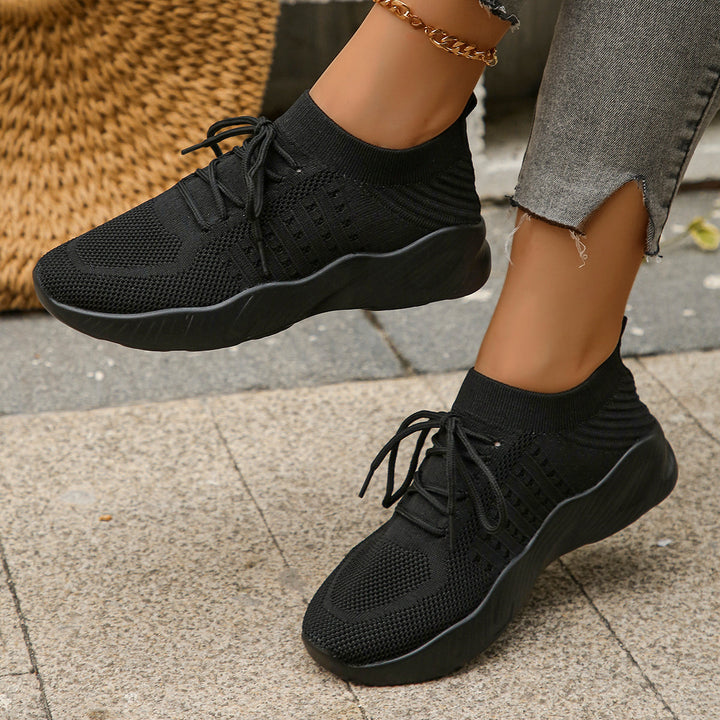 Lightweight knit lace-up sneakers