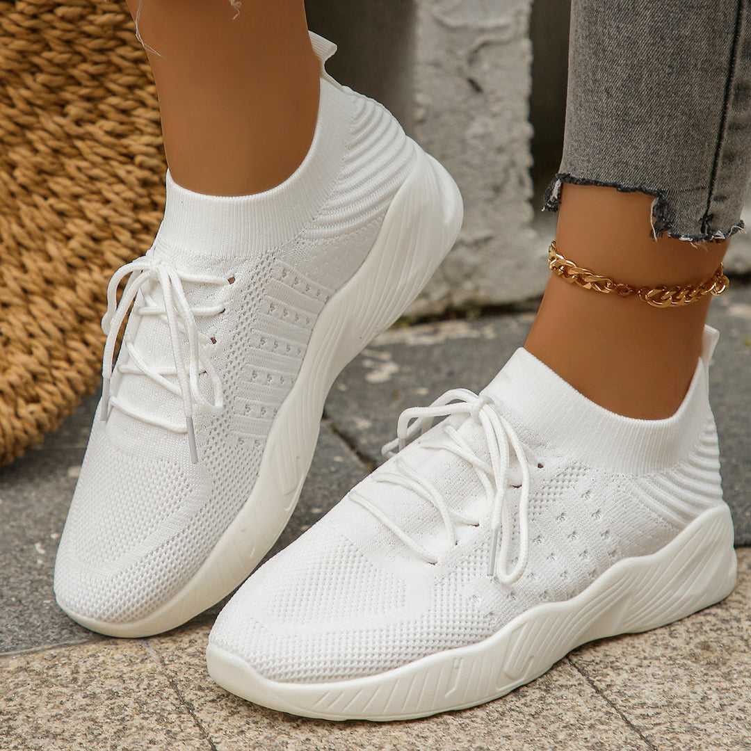 Lightweight knit lace-up sneakers