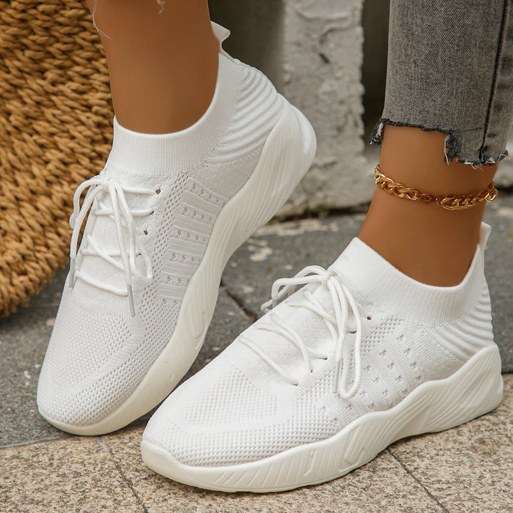 Lightweight knit lace-up sneakers