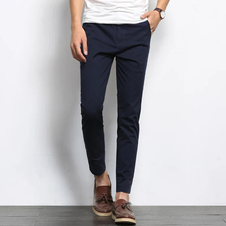 Slim-fit stretch cotton pants