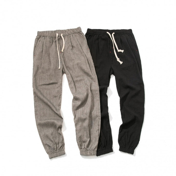 Cotton-linen tapered joggers