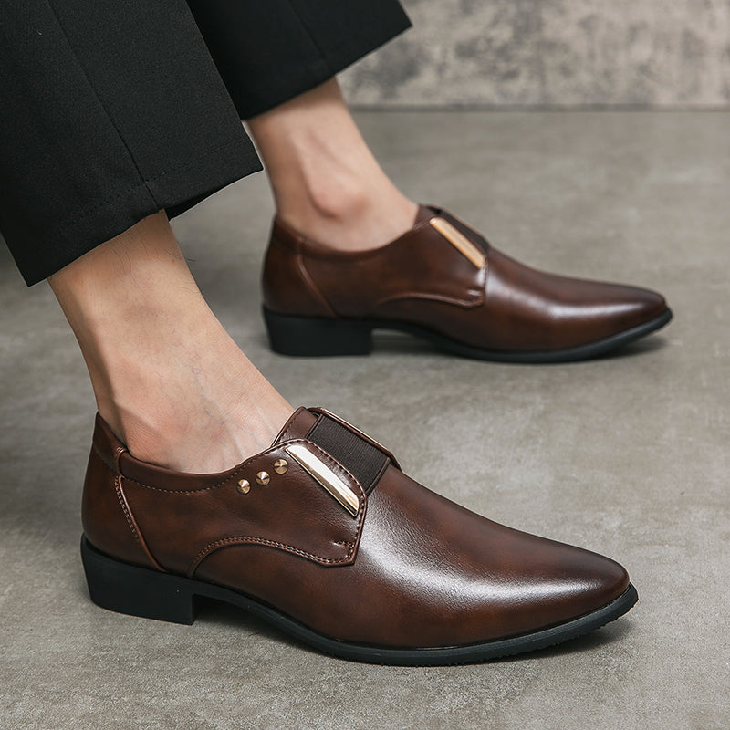 Patent leather slip-on loafers with gold accents