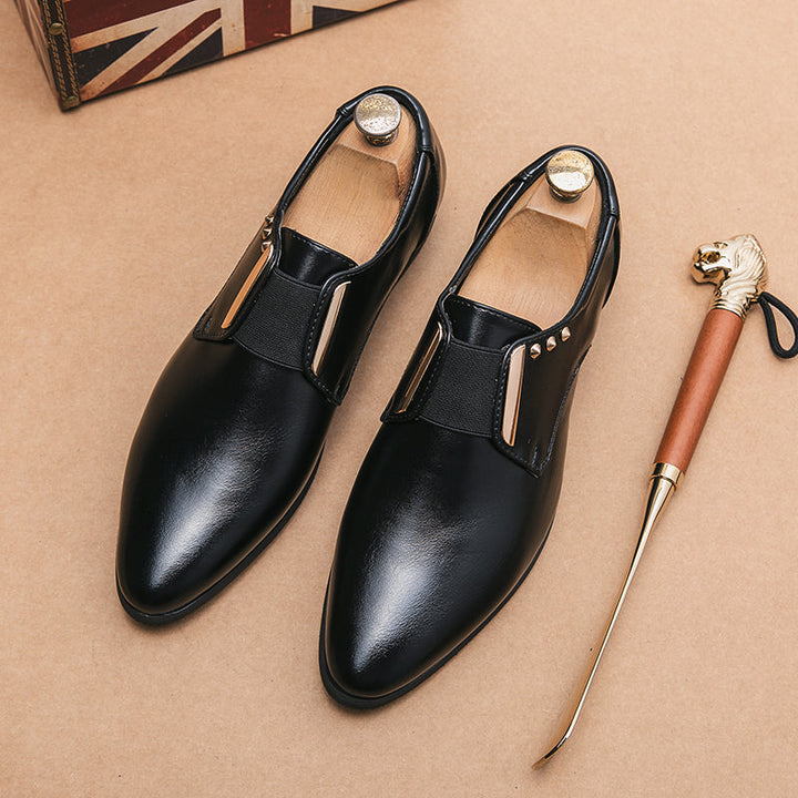Patent leather slip-on loafers with gold accents
