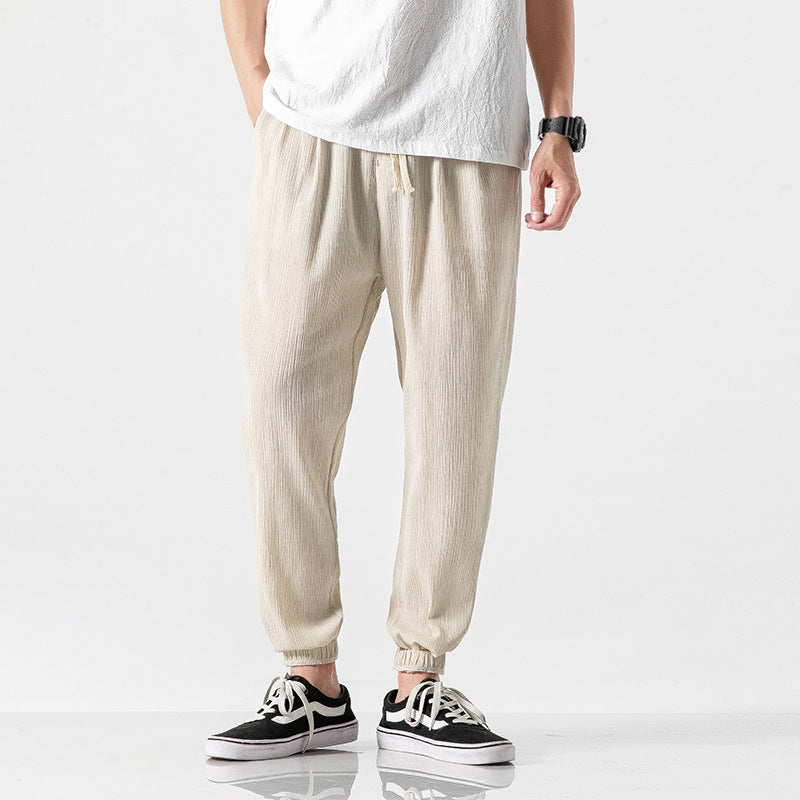 Cotton-linen tapered joggers