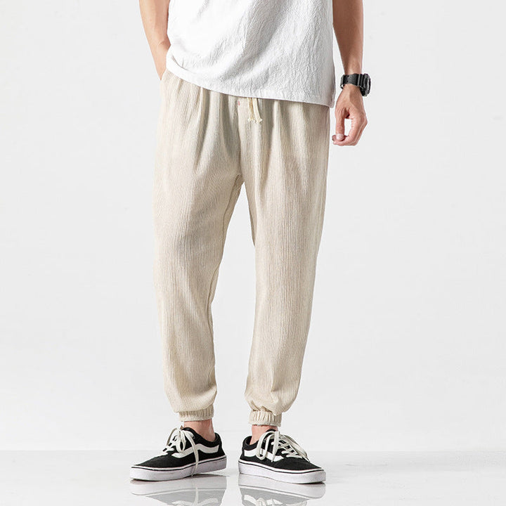 Cotton-linen tapered joggers