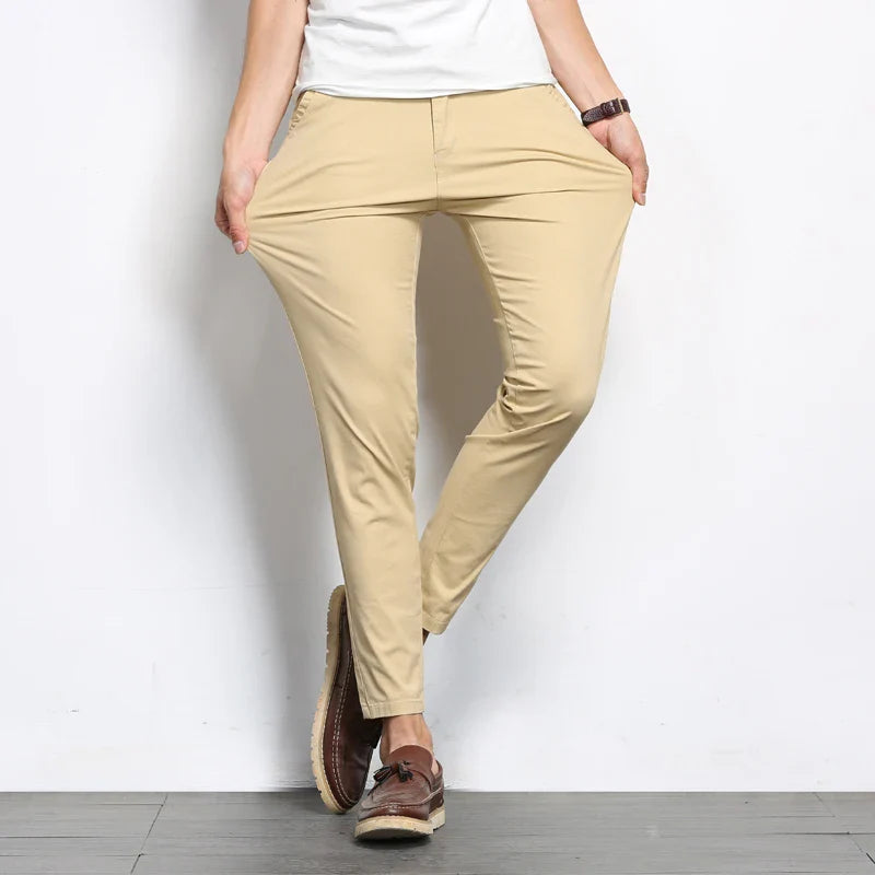 Slim-fit stretch cotton pants