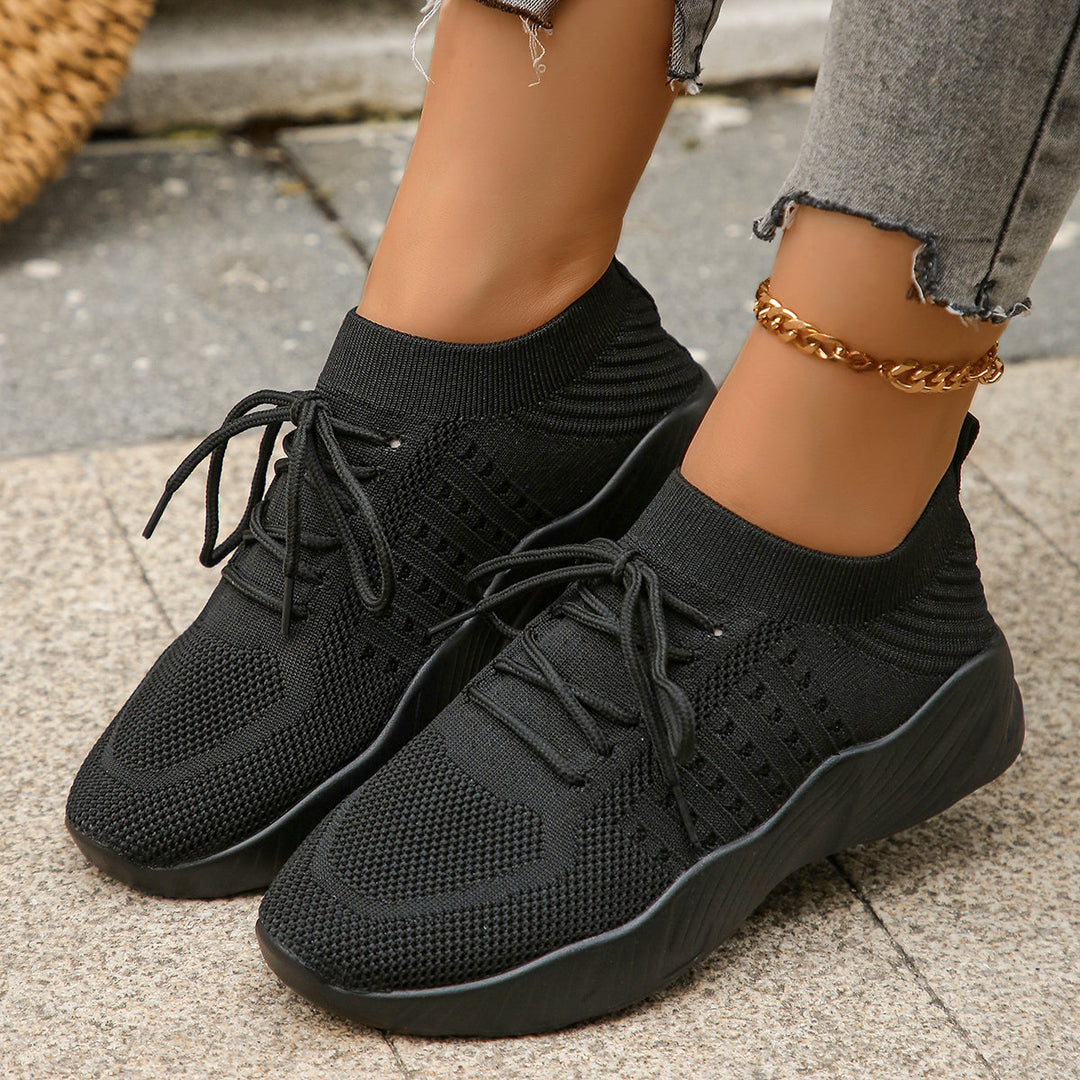 Lightweight knit lace-up sneakers
